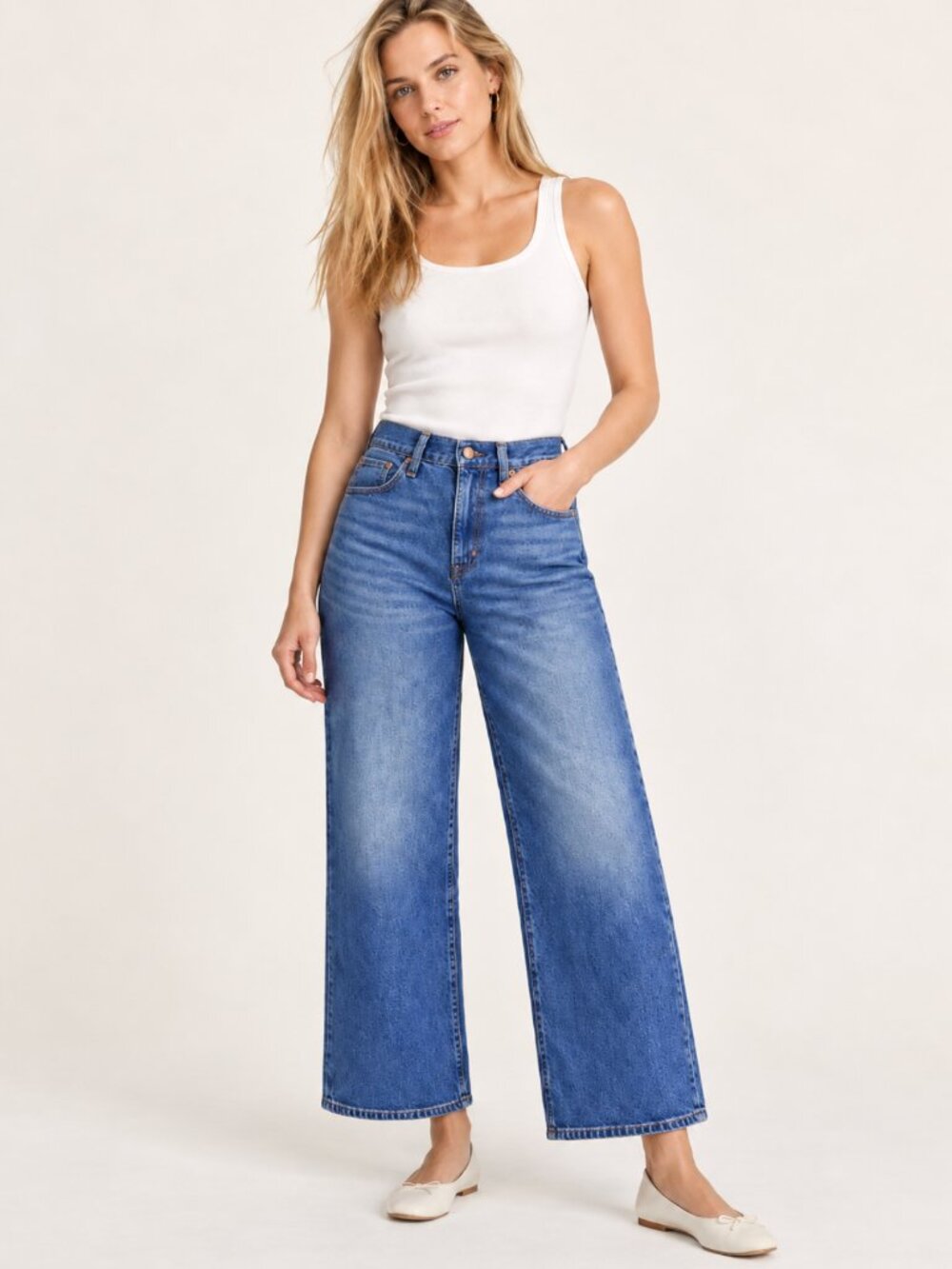 J.Crew Blue High Rise Wide Leg Crop Jeans Medium Wash Size 32